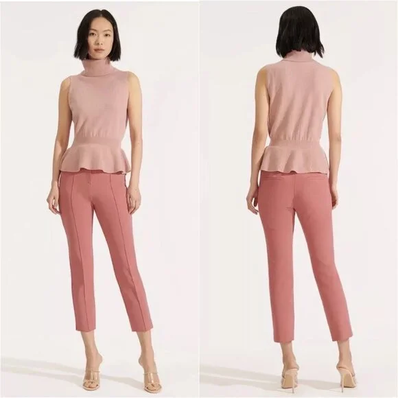 Veronica Beard Pink Straight Leg Ankle Crop Pants Size M